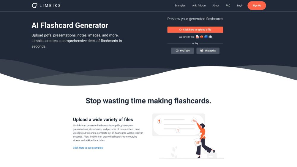 Limbiks - AI Flashcard Generator Website screenshot