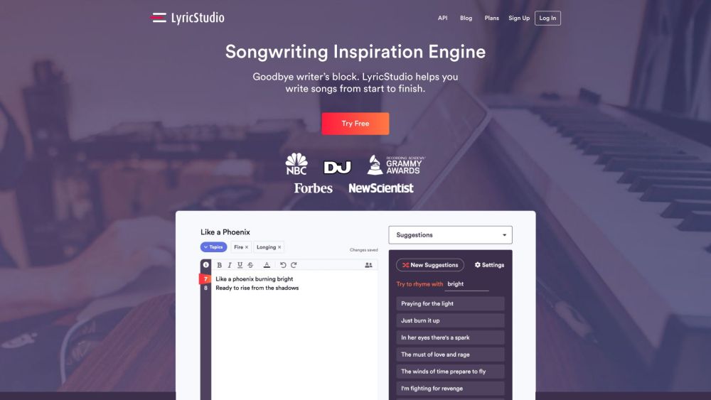 LyricStudio Website screenshot