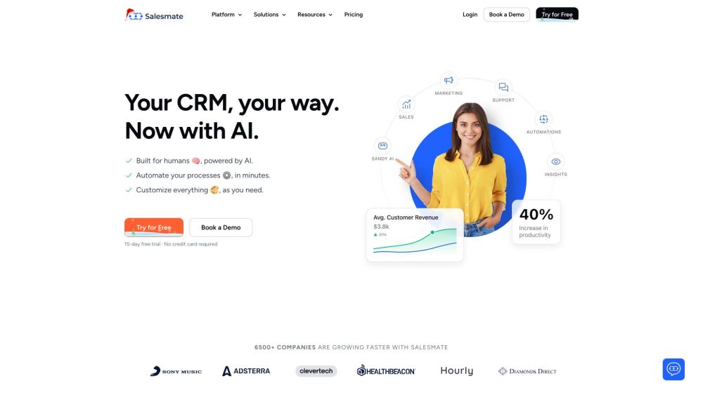 Salesmate CRM Website screenshot