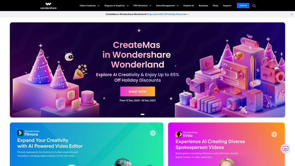 Wondershare Website screenshot