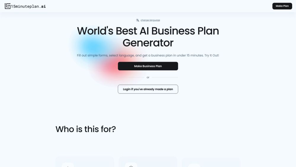 15minuteplan.ai Website screenshot