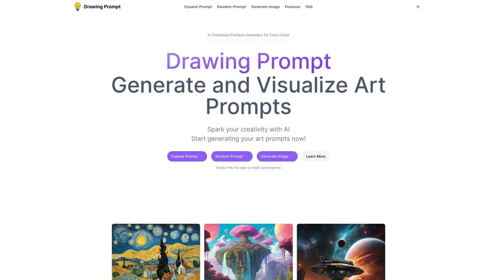 Drawing Prompt Website screenshot