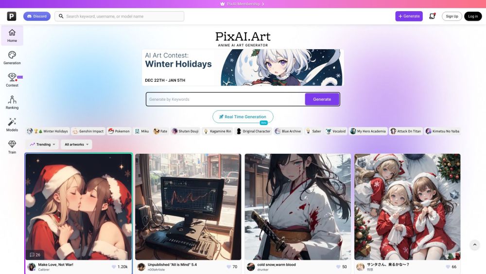 PixAI - AI Art Generator Website screenshot