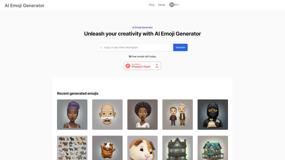 AI Emoji Generator Website screenshot