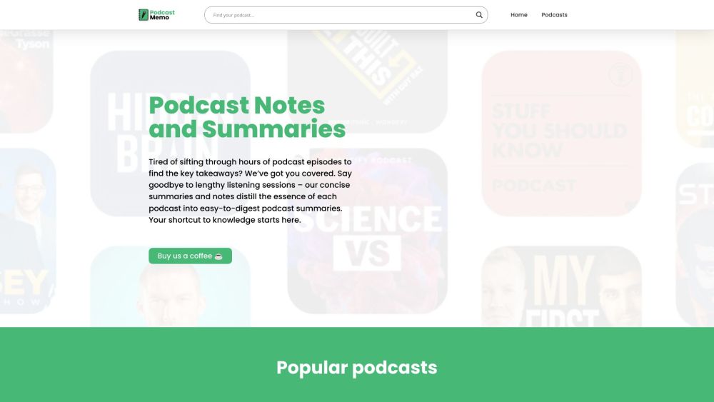 PodcastMemo Website screenshot