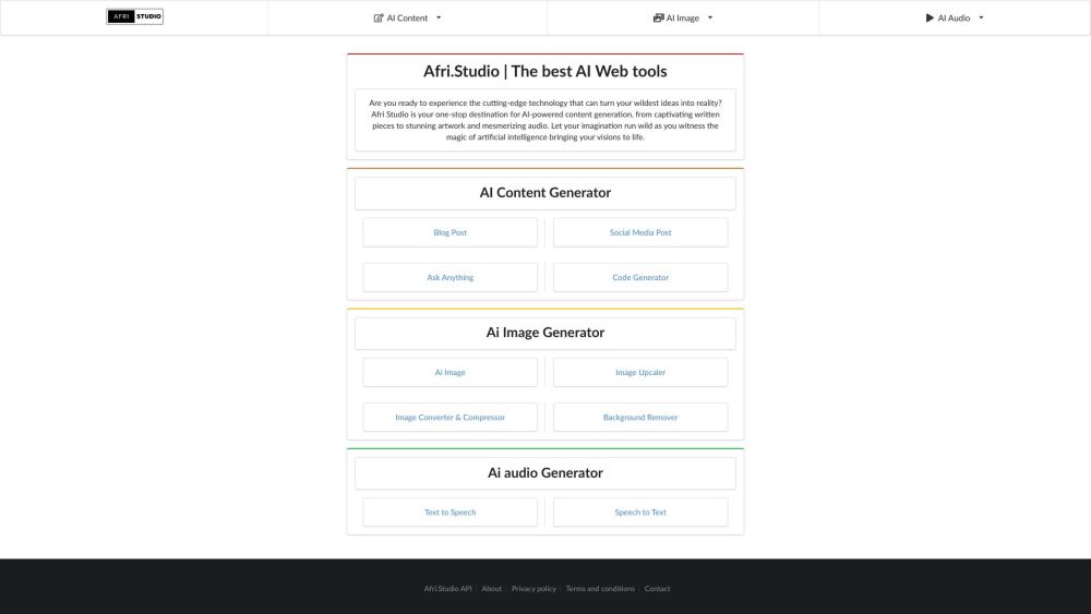 Afri Studio Website screenshot