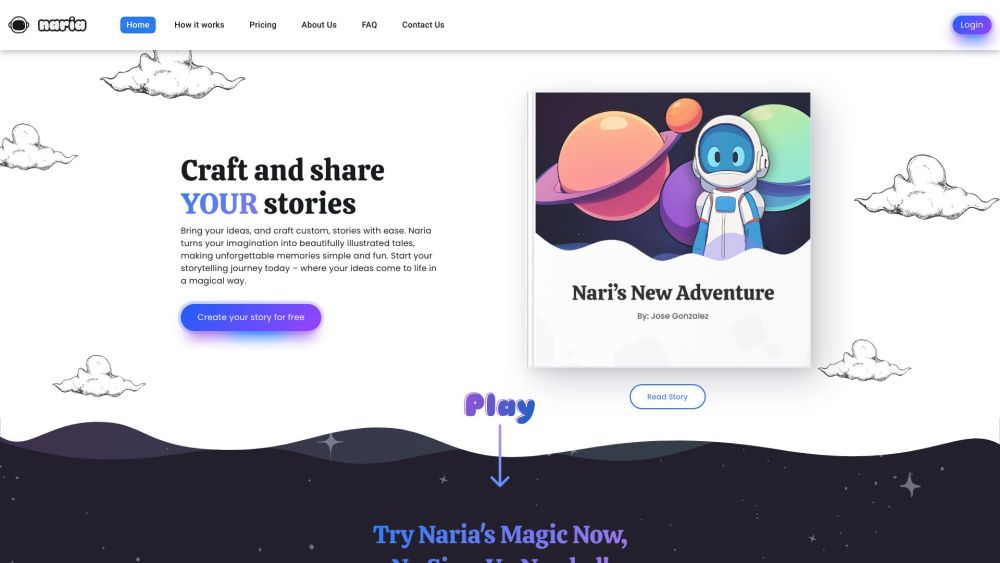 Naria - Stories Crafted by You Website screenshot