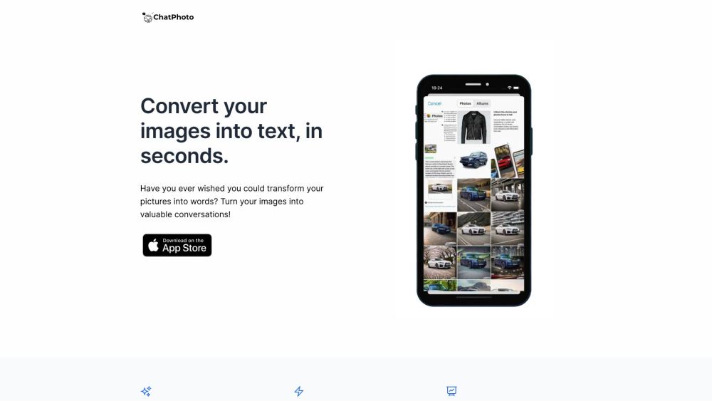 ChatPhoto: AI Image To Text Website screenshot