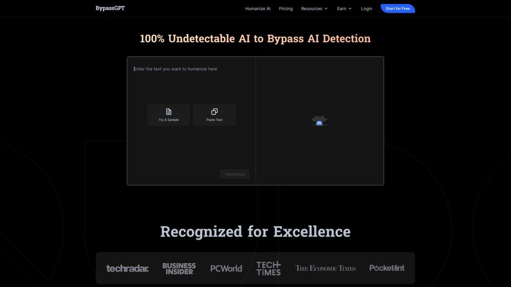 BypassGPT Website screenshot