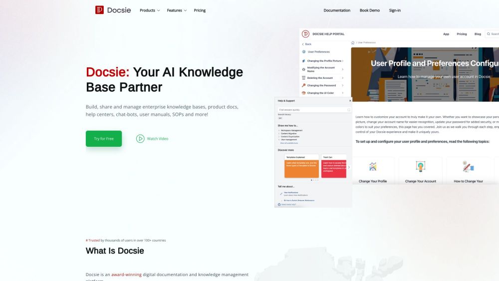 Docsie Website screenshot