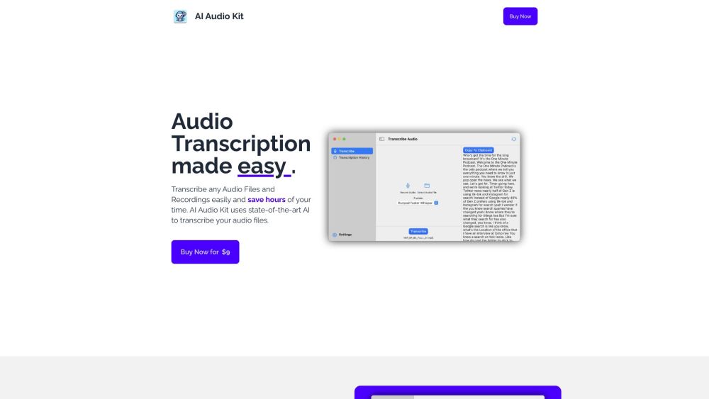 AI Audio Kit Website screenshot