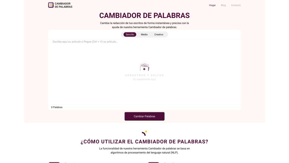 Cambiador de Palabras Website screenshot