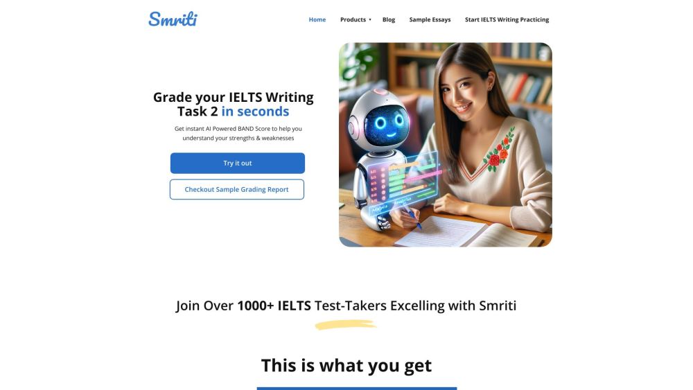 Smriti - IELTS Writing Checker AI Powered Website screenshot