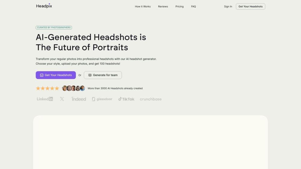 Headpix - Professional AI Headshot Generator Website screenshot