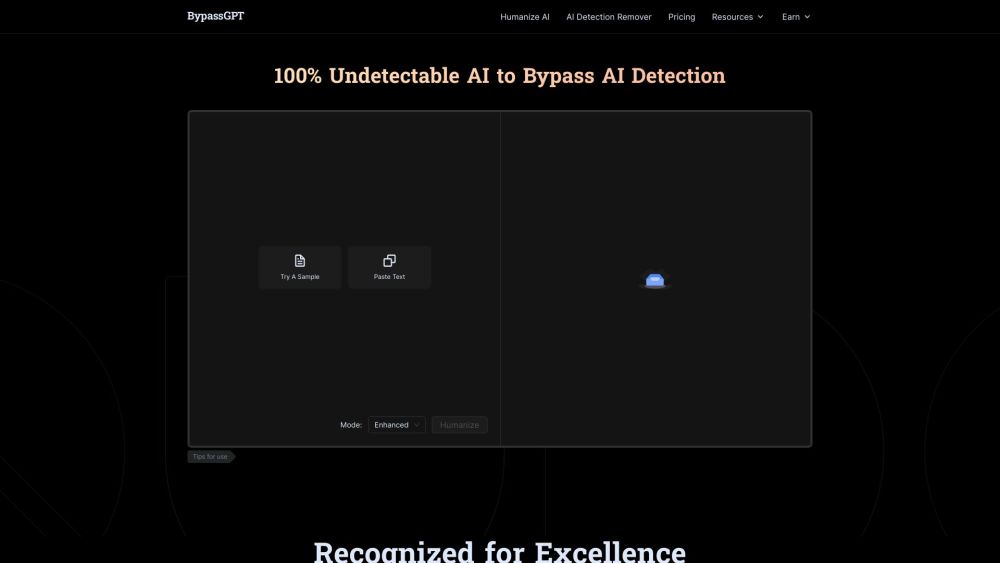 BypassGPT Website screenshot