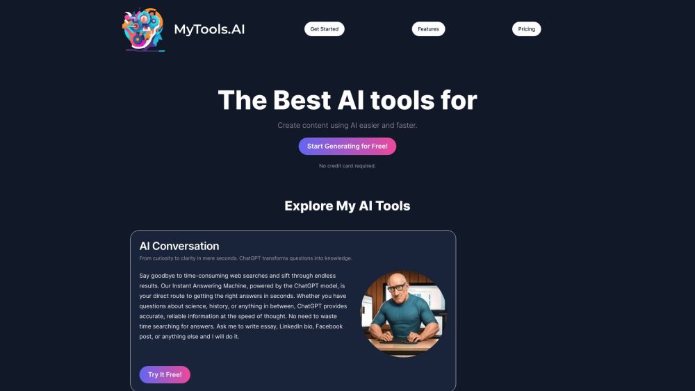 MyTools.AI Website screenshot