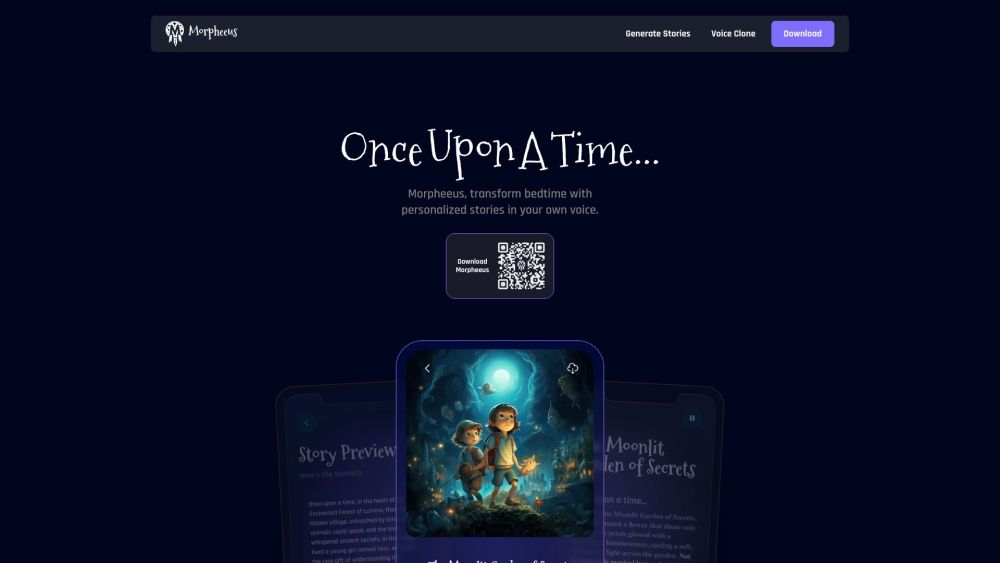 Morpheeus Website screenshot