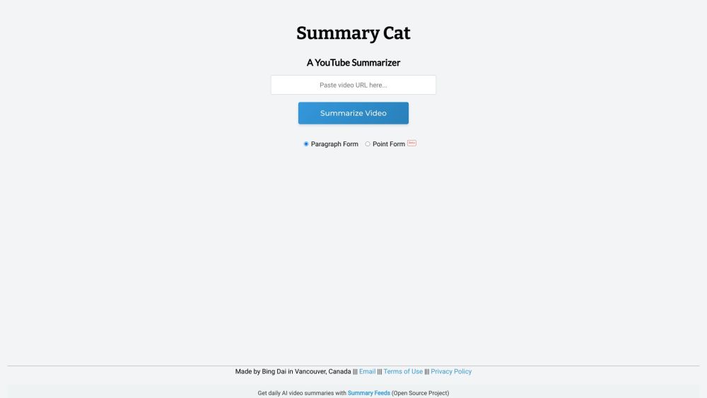 Summary Cat Website screenshot