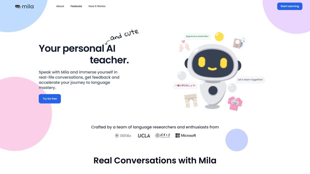 Mila Website screenshot