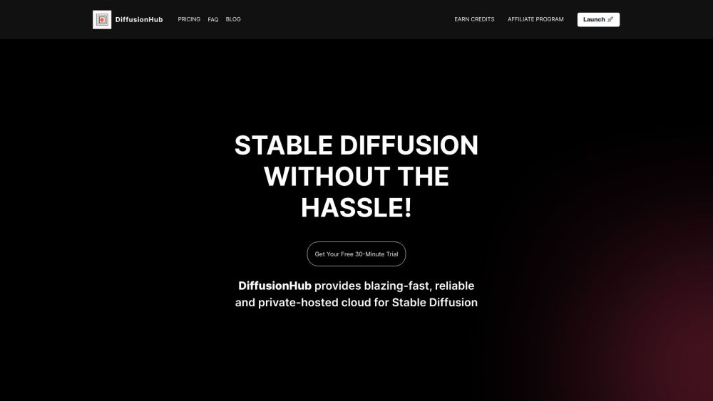 DiffusionHub Website screenshot