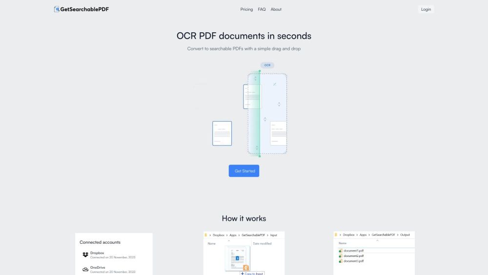 GetSearchablePDF Website screenshot