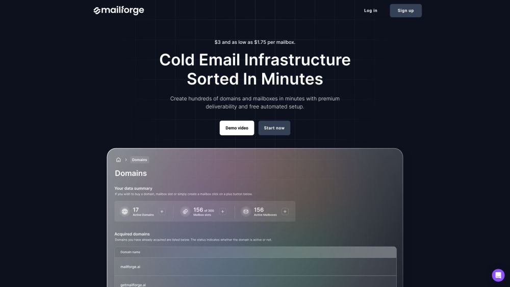 Mailforge Website screenshot