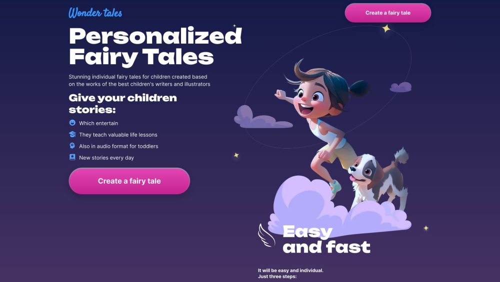 Wonder Tales Website screenshot