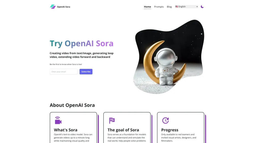 OpenAI Sora Website screenshot