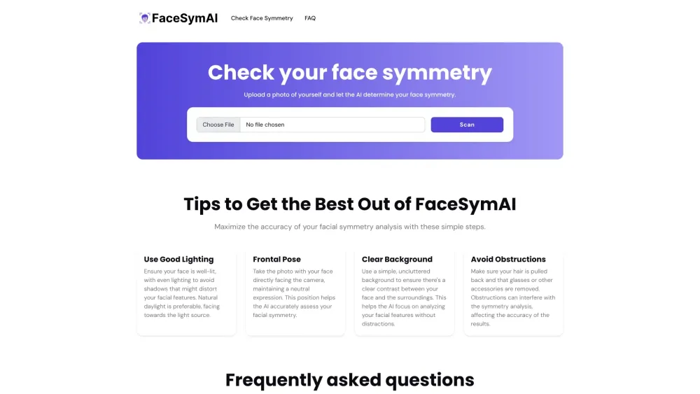 FaceSymAI Website screenshot