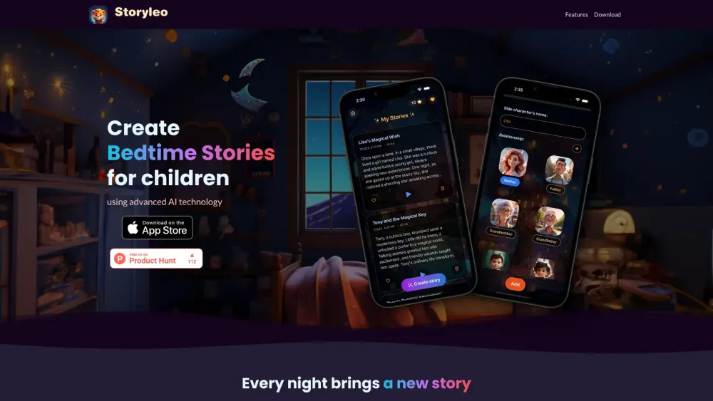 Storyleo Website screenshot