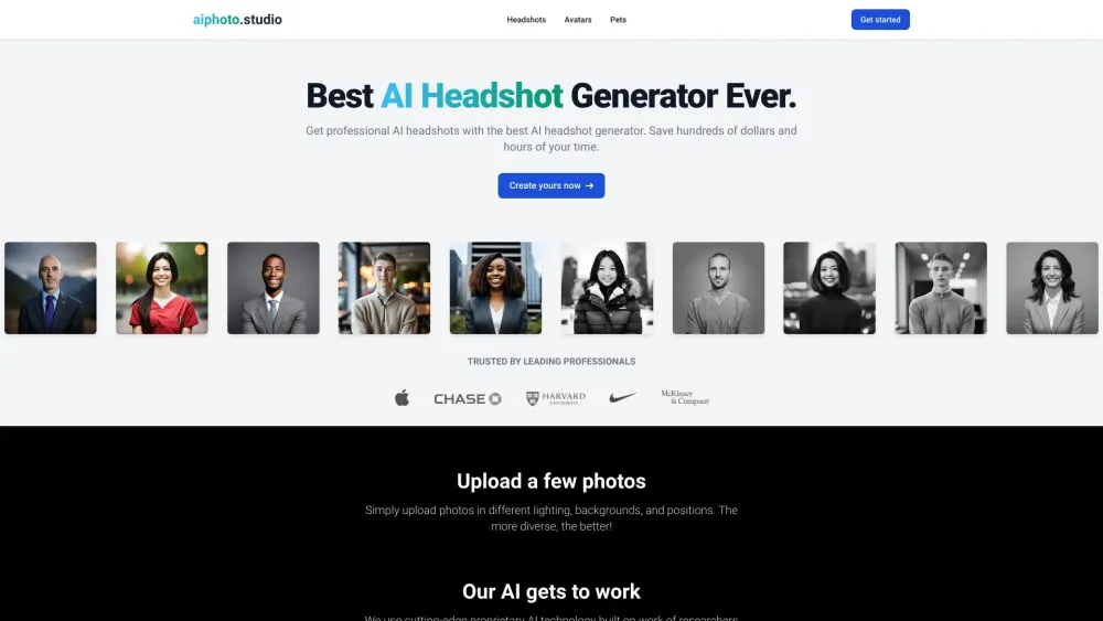 Best AI Headshot Generator Ever Website screenshot