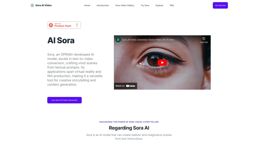 Sora AI Video Gallery Website screenshot