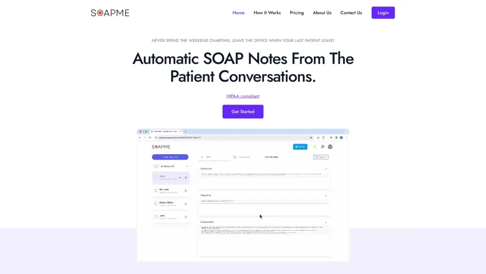 SOAPME.AI Website screenshot