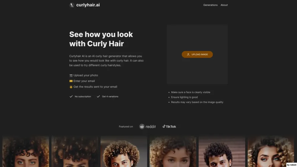 Curlyhair AI Website screenshot