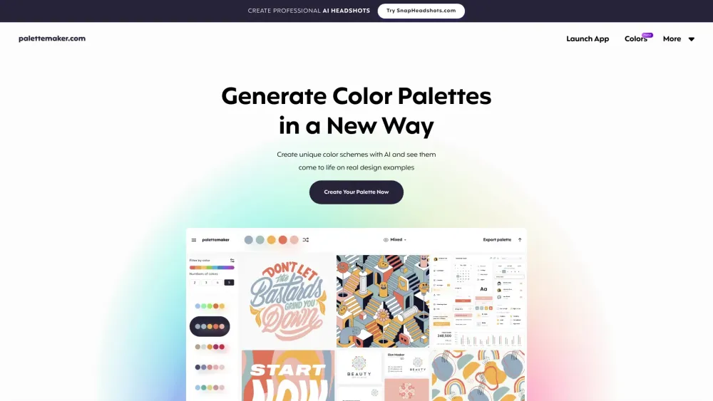 AI Color Palette Generator Website screenshot