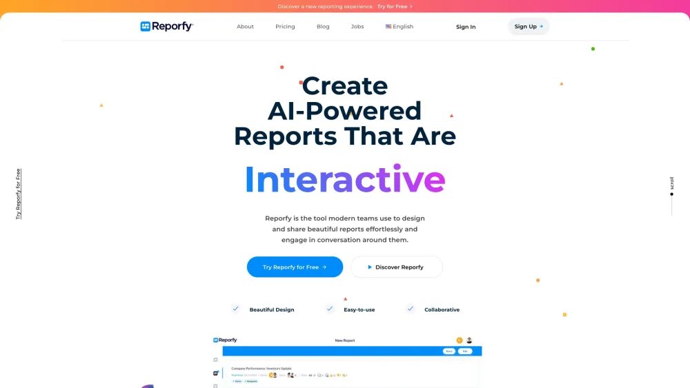 Reporfy Website screenshot