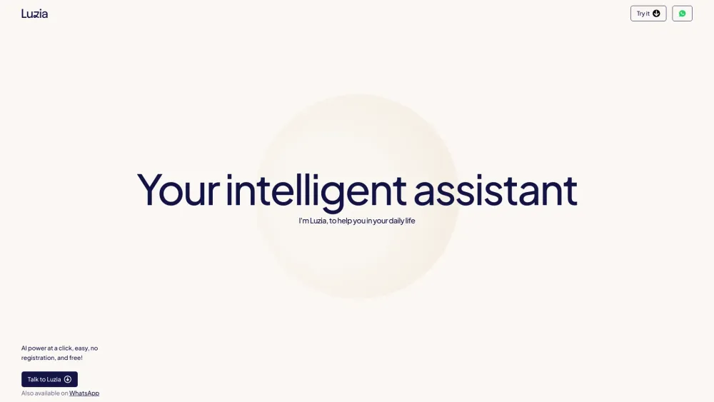 Luzia: Your intelligent assistant at a click Website screenshot