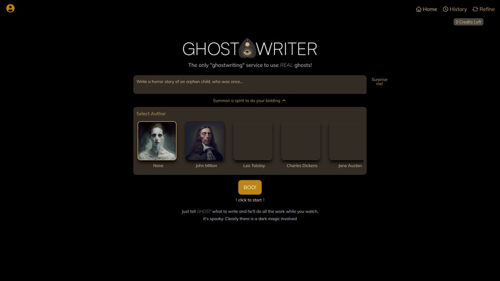 GHOST Website screenshot