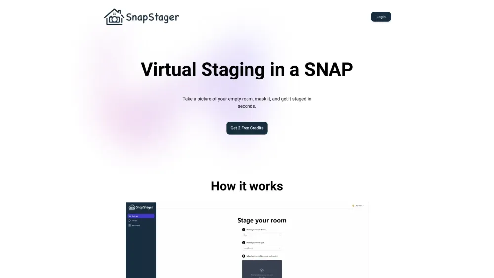 Virtual Staging in a Snap Website screenshot