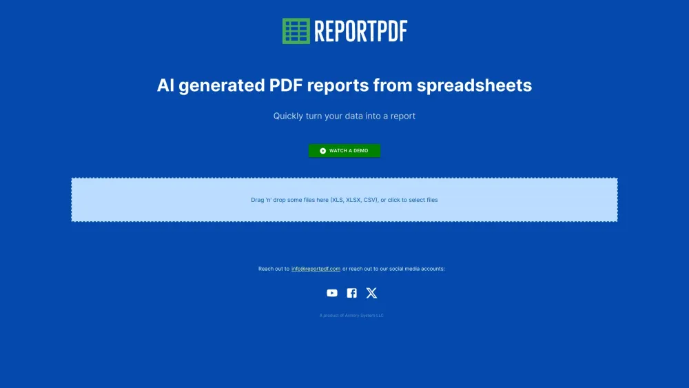 ReportPDF Website screenshot