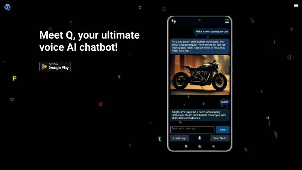 Q - AI Voice Chatbot Website screenshot