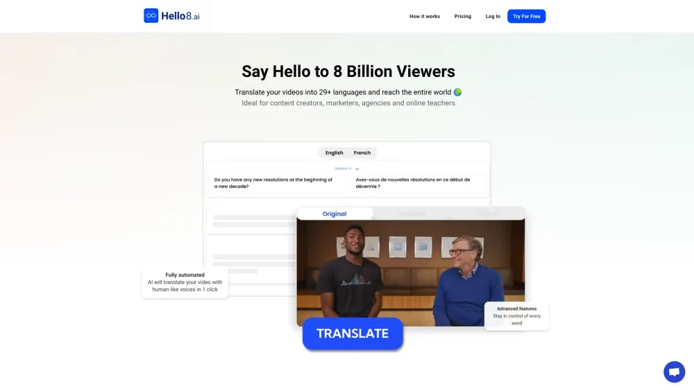 Hello8 Website screenshot