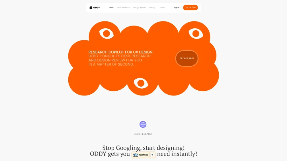 ODDY Website screenshot