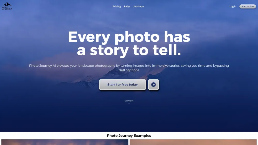 Photo Journey AI Website screenshot