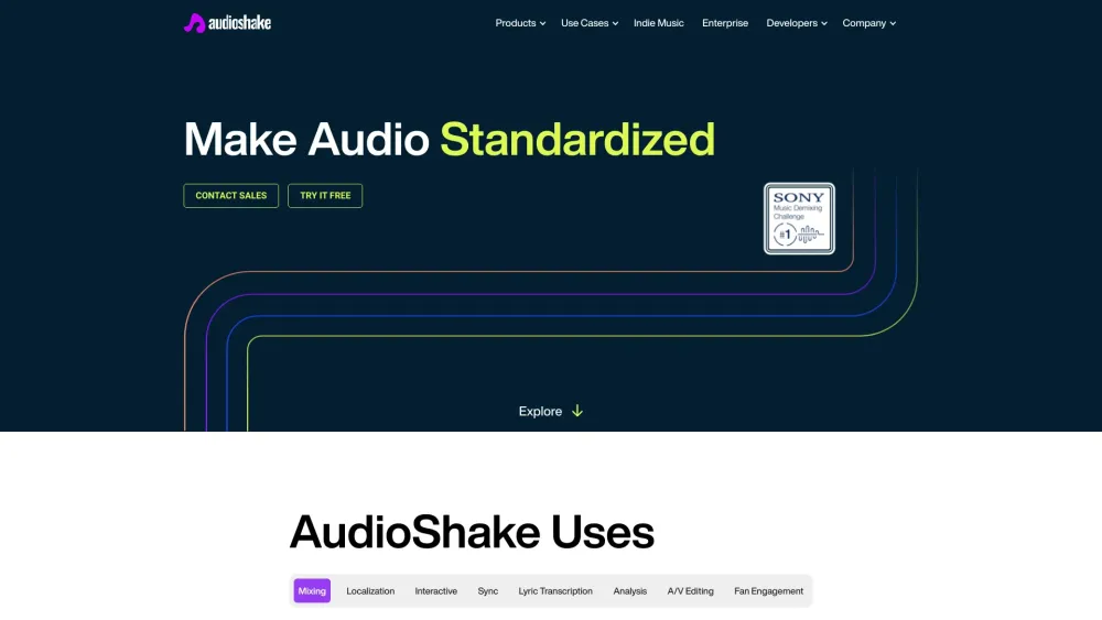 AudioShake Website screenshot