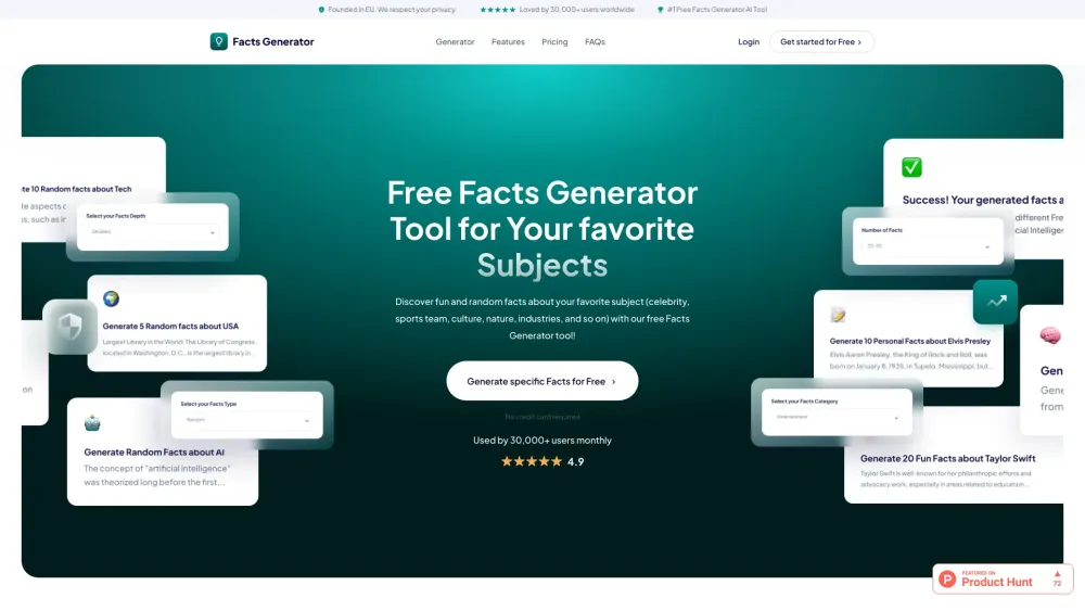 Facts-Generator.com Website screenshot