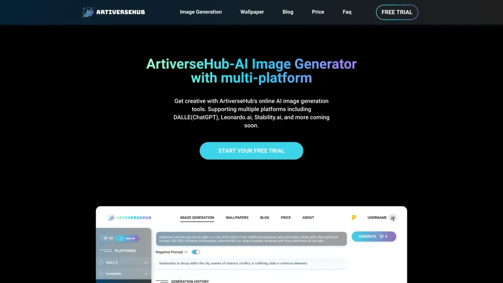 ArtiverseHub.AI Website screenshot