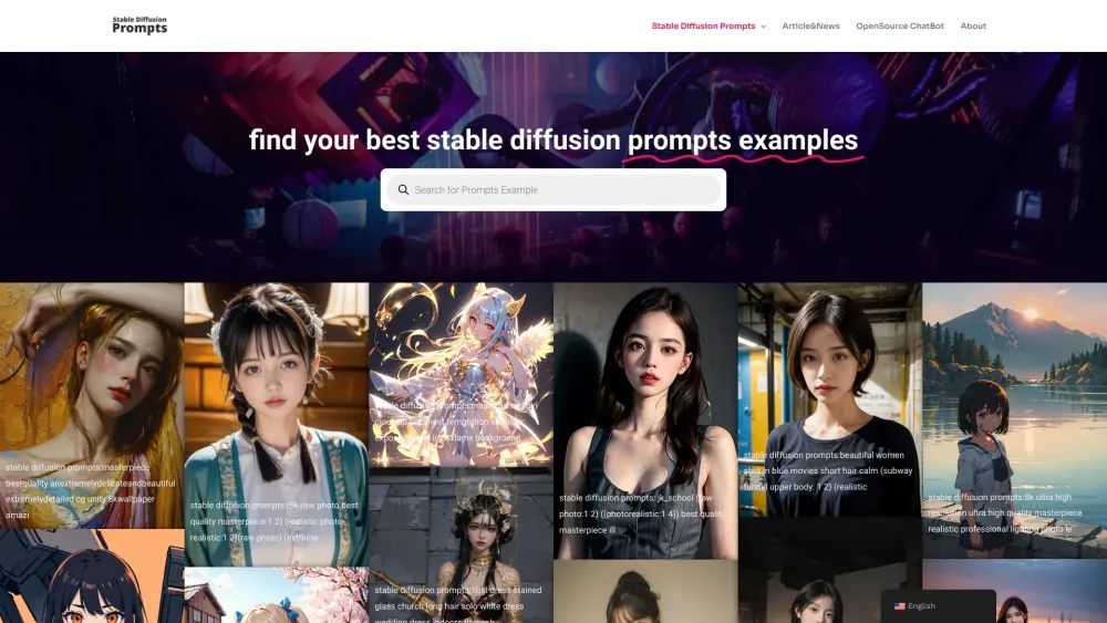 stable-diffusion-prompts.com Website screenshot