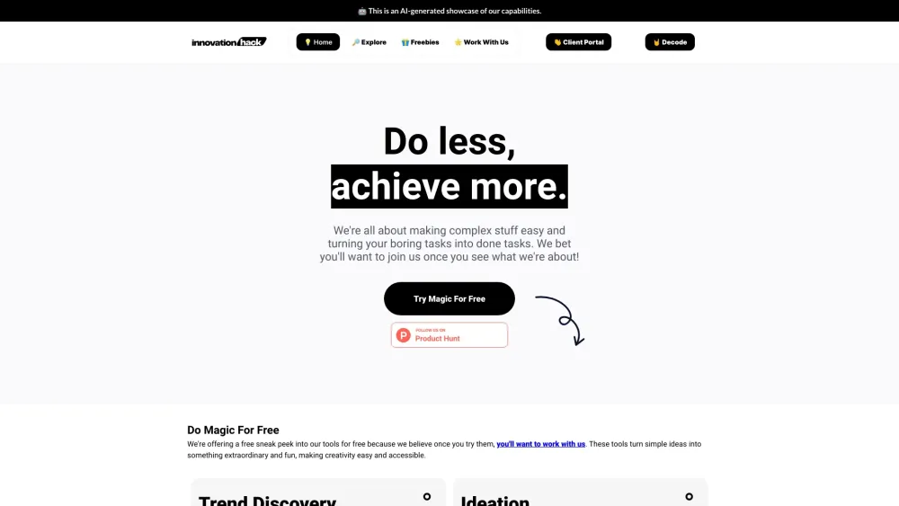 InnovationHack Website screenshot