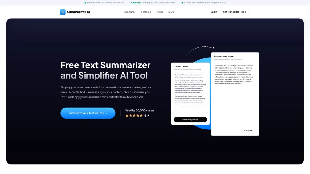 Summarizer-AI Website screenshot